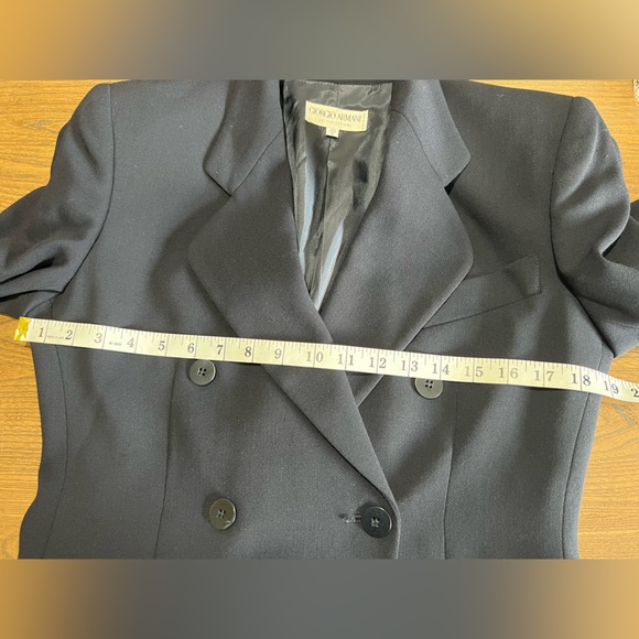 Giorgio Armani Womens Double Breasted Wool Blazer Dark Blue Size 6 - Picture 7 of 11